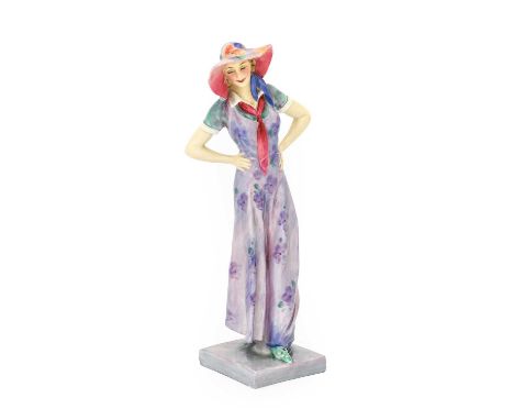 Leslie Harradine for Royal Doulton: A Ceramic Figure The Lambeth Walk HN 1880, 1938-1949, green printed factory mark, green p