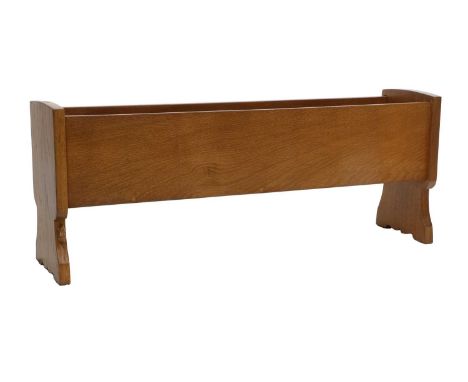 Workshop of Robert Mouseman Thompson (Kilburn): An English Oak 4ft Plant Trough, 1988, with shaped end supports, with carved 