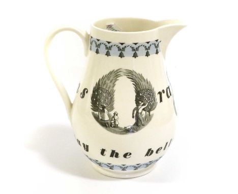Richard Guyatt (1914-2007) for Wedgwood: An "Oranges and Lemons" Pottery Jug, printed in black with an orchard and a church, 