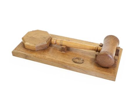 Acorn Industries: George James Grainger (1910-1995) and Son (Brandsby): An Oak Gavel, Block and Stand, the turned gavel with 