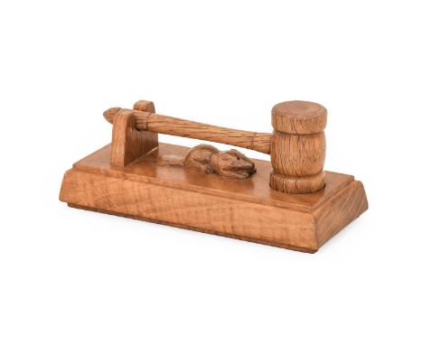 Beaverman: Colin Almack (1930-1996) (Sutton-under-Whitestonecliffe): An English Oak Gavel and Stand, turned gavel, on a recta