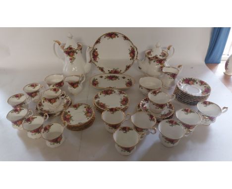 A 54 piece  " Old Country Roses pattern " with gilt border., Royal Albert Tea Set  & Coffee Set C1962. Comprising of both a t