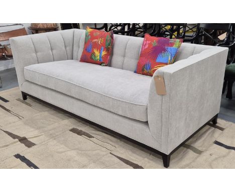 BESPOKE SOFA LONDON SOFA, grey fabric upholstered, button detail, 210cm x 90cm x 75cm.