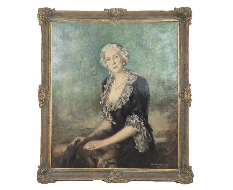 NIC MICHAILOWS, Portrait of Lady Fraser (wife of Sir Colin Fraser 1875-1944, Australia), oil on canvas, in a green and gilt f