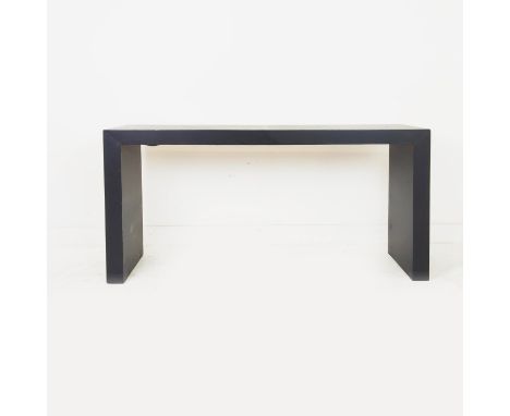 AURA LONDON CONSOLE TABLE, black leathered finish, 140.5cm x 35cm x 76cm.
