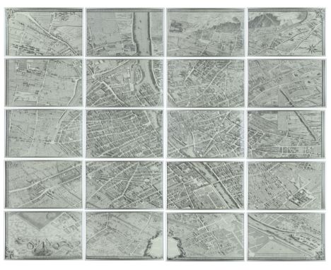 After Claude Lucas &amp; Louis Beretez, “Plan de Paris” 20 Separate panels that form one large map of Paris in 1734, 79cm x 4