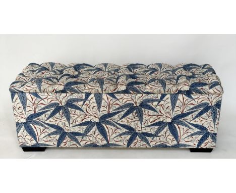OTTOMAN, rectangular with button upholstered seat and rising lid, 132cm x 42cm D x 47cm H.