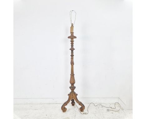 STANDING LAMP, late 19th/early 20th century Italian giltwood, 172cm H x 45cm.