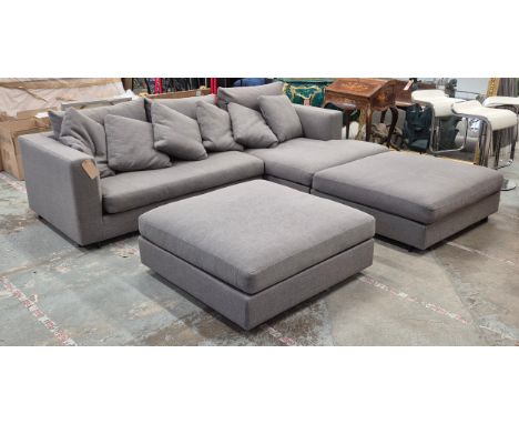 CAMERICH CLOUDS CORNER SOFA, 266cm x 270cm x 89cm approx and ottoman. (faults)