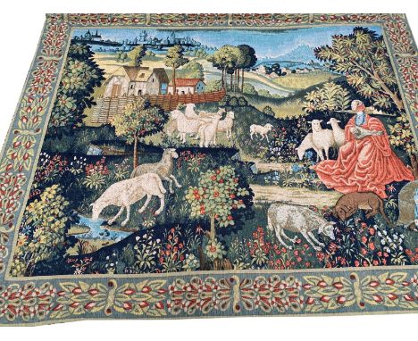 FRENCH MEDIEVAL DESIGN TAPESTRY, 224cm x 178cm.