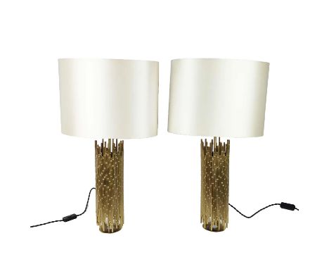 CTO LIGHTING TABLE LAMP, and another similar, unsigned, gilt metal, with shades, 69cm H. (2)