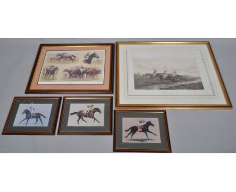 After Ben. Herring,lithograph Mc Queen steeple chase, Flying brook framed and glazed 74.5cm x 95.5cm, together with four furt