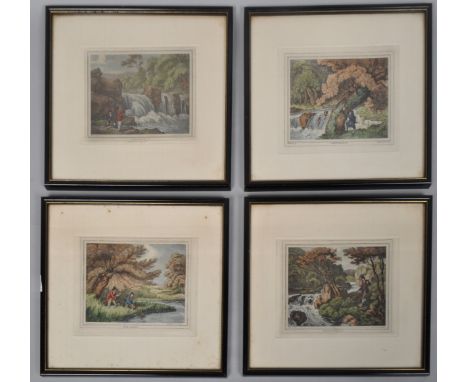 Four framed fishing prints 21cm x 15cm