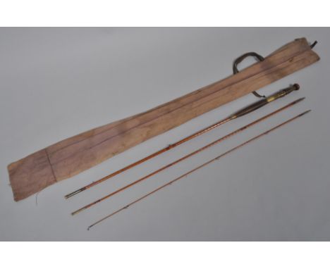 A Army &amp; Navy, a three piece brass split cane fitted trout fly rod, approx 9'