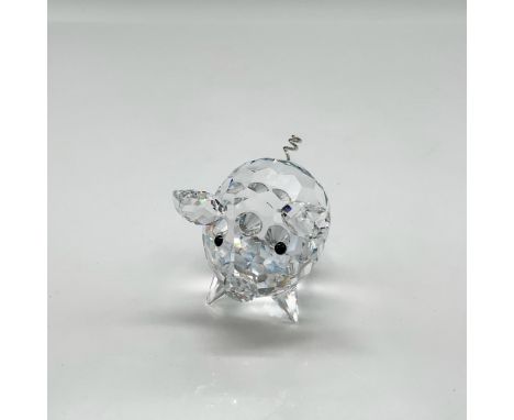 Part of the Barnyard Friends collection sweet faceted figural has jet button crystal eyes with rhodium curly tail. Swarovski 
