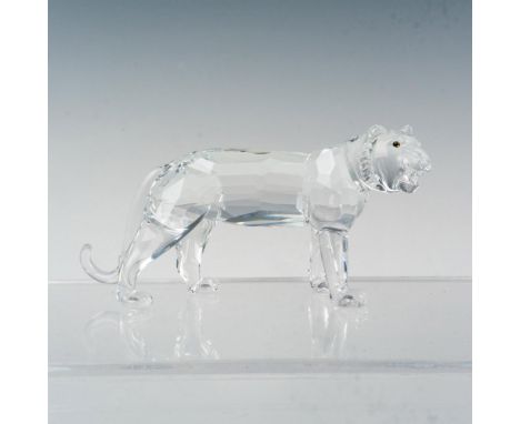 This Swarovski crystal tiger was a member of the Endangered Species collection and is made from clear crystal with jet black 