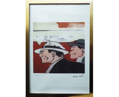 ANDY WARHOL 'Cartoon men', lithograph print, on Arches paper, with printed signature and numbered 22/100, with Leo Castelli s