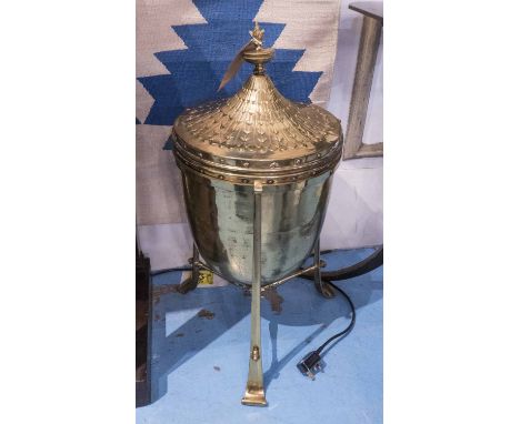 FRENCH LIDDED URN, brass of substantial proportions, 74cm H x 40cm W.