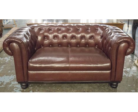 CHESTERFIELD SOFA, buttoned leather upholstered, 161cm W.
