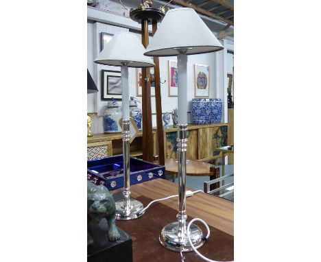 TABLE LAMPS, a pair, with shades faux candle stick design, 70cm H. (2)