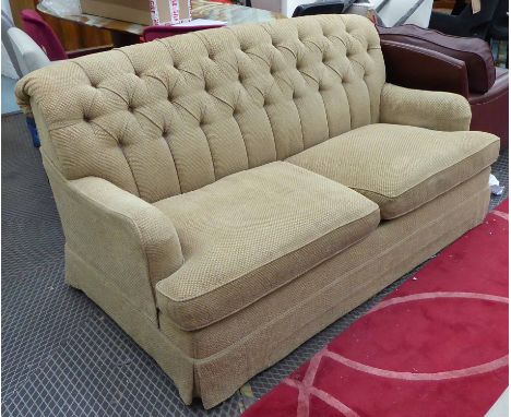 NINA CAMPBELL FABRIC COVERED SOFA BED, 180cm x 103cm x 86cm.