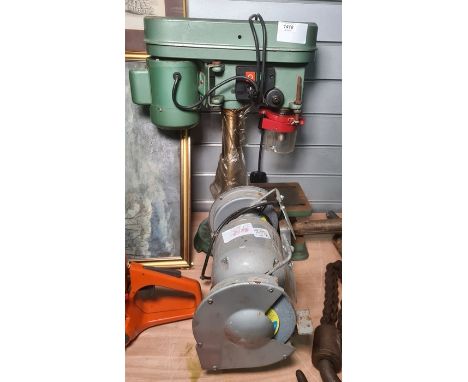 A bench pillar drill and a 6" twin bench grinder ( 2)