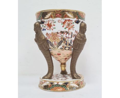 19th century Spode porcelain pot pourri holder in the Egyptian manner with allover Imari decoration in typical colours, patte