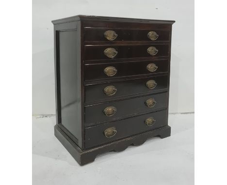 20th century mahogany chest of six long drawers, on bracket feet, 56.5cm x 66cm