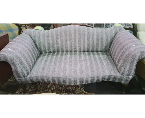 Early 20th century sofa with violet upholstery, cabriole legs