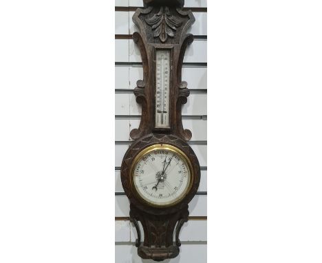 Oak cased banjo barometer, the dial marked Benetfink & Co, London 