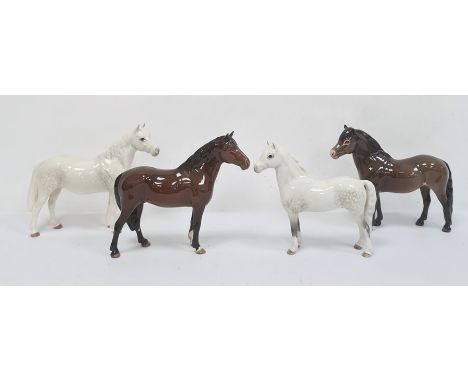 Four Beswick ceramic model ponies "Welsh", "Connemara", "Exmoor" and one other (4) Condition ReportThe grey "Connemara" has a