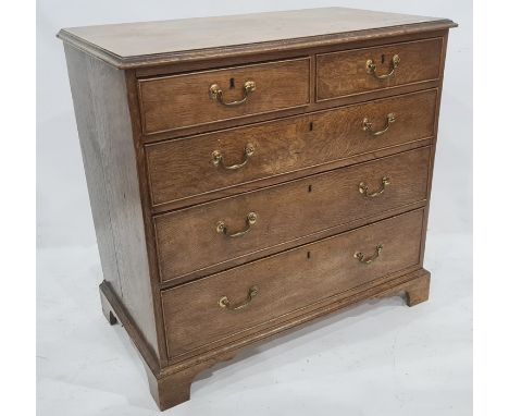 20th century oak chest of two short over three long drawers, to bracket feet, 93cm x 88.5cmCondition ReportSound construction