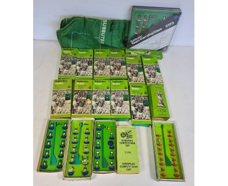 Subbuteo&nbsp;with fabric pitch, large quantity of teams, boxed, diving goalkeepers with caps, boxed, European competition cu