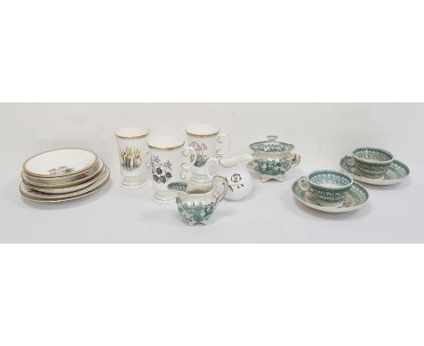 Royal Worcester pair of coffee cups and saucers, floral decorated, a Royal Worcester jug, assorted plates and a child's part 