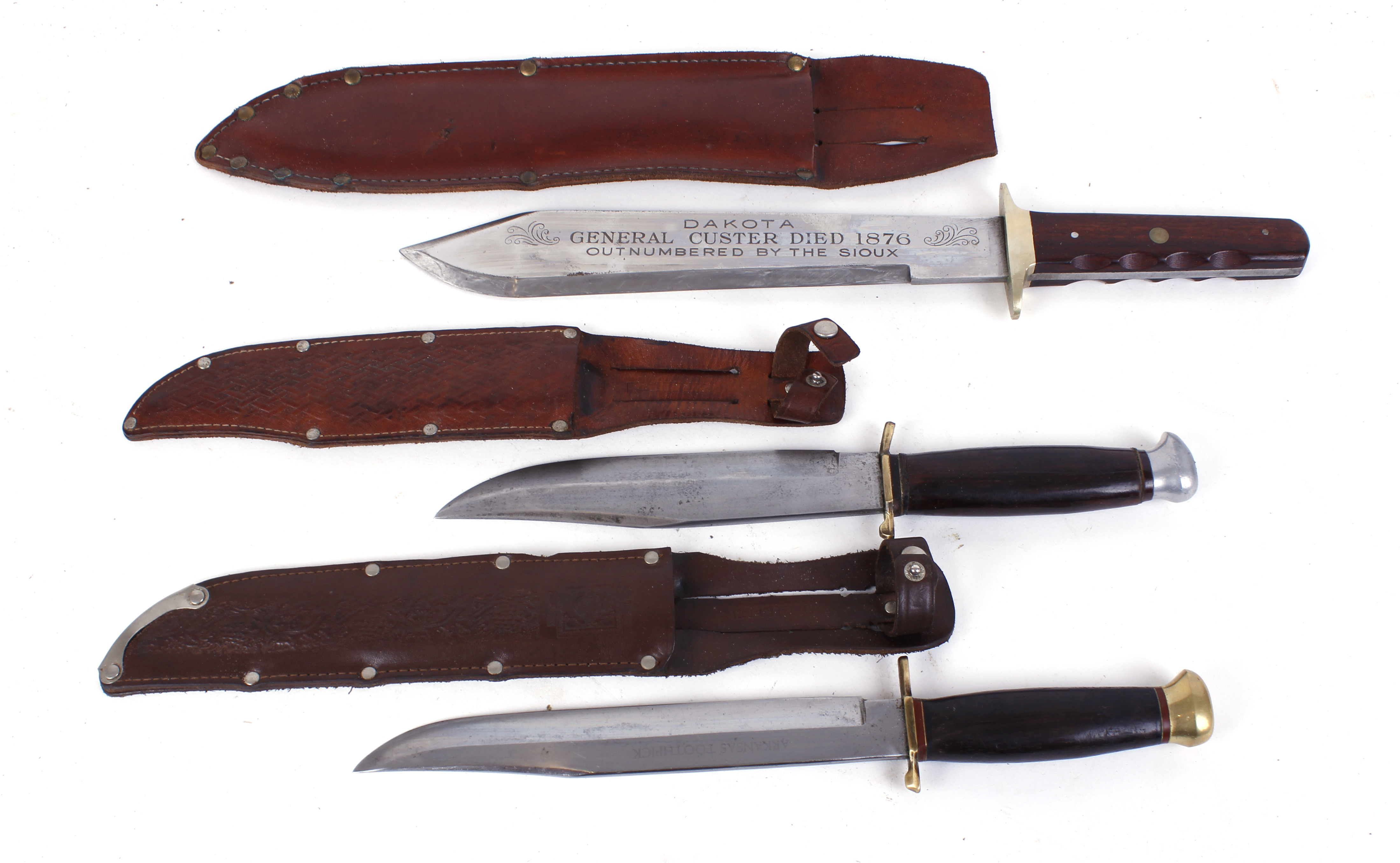 Whitby Original Bowie Knife, 7 Ins Clipped Blade, Leather Sheath ...