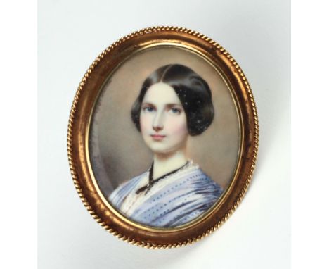 Enrichetta Narducci Koelman c. 1850Miniature: "Portrait of Eliza MacEvoy of Tobertynan," painted on ivory, depicting a young 