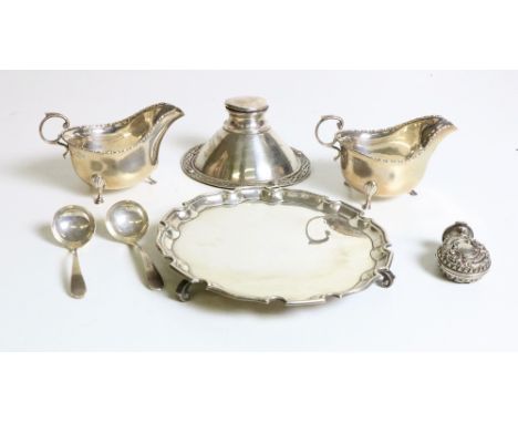 Silverware: A pair of attractive silver Sauceboats with scroll handles on pad feet; a pair of silver Sauce Ladles; a silver s