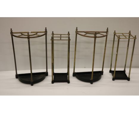 Four brass and metal Stick and Umbrella Stands, of various designs. (4)