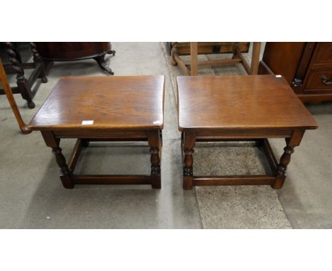 A pair of oak lamp tables 