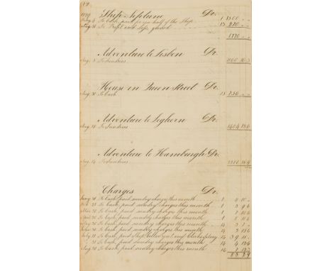 Accounts.- Alexander (Thomas) Journals A.B. &amp; C. - Waste Book A - Ledger B, 3 vol., manuscript account books, c. 180pp., 