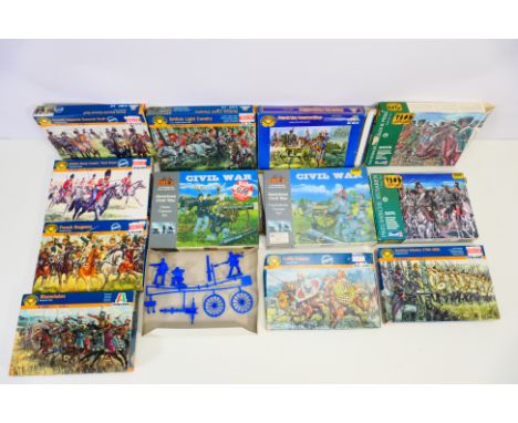 IMEX - Italeri - 12 boxed mainly 1:72 scale plastic soldiers. Lot includes Italeri #6001 Scots Greys; Italeri #6029 Celtic Ca
