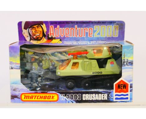 Matchbox - Adventure 2000 - A boxed Matchbox Adventure 2000 series Crusader with 3 x combat figures # K-2003. The model appea