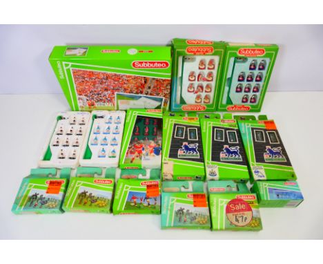 Subbuteo - A mixed group of boxed and unboxed Subbuteo accessories. Lot includes Subbuteo #63151 Newcastle United 2nd; #63746