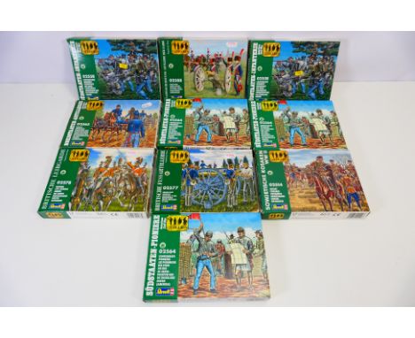 Revell - 10 boxed 1:72 scale plastic soldiers. Lot includes Revell #02564 Confederate Pioneers; #02514 Soviet Cossaks; #02565