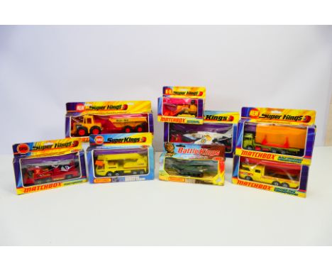 Matchbox - Super Kings - Battle Kings - A group of boxed models including Alpha Jet AIrcraft Transporter # K-13, Fire Tender 