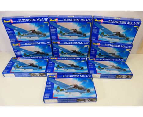 Revell - 10 boxed Revell #04102 1:72 scale Bristol Blenheim Mk.I/IF plastic model kits. Eight  kits are presumed to be in Min