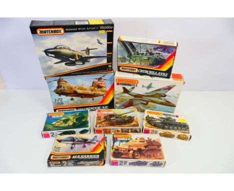 Matchbox - Nine boxed 1:72 scale plastic model kits from Matchbox. Lot includes Matchbox #40418 McDonnell RF-101 Voodoo; PK-4