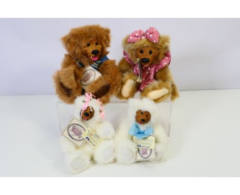 Bears - A set of four bears; Kimbearly's Originals by A&A plush to include two angel bears that have feather wings to the bac