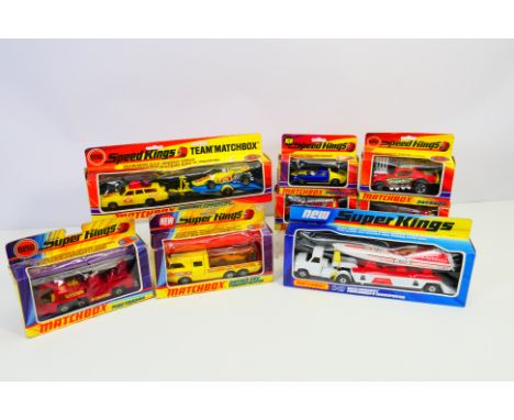 Matchbox - Superkings - A group of boxed models including Mercury Commuter & Racing Car Trailer # K-46, Miss Embassy Powerboa