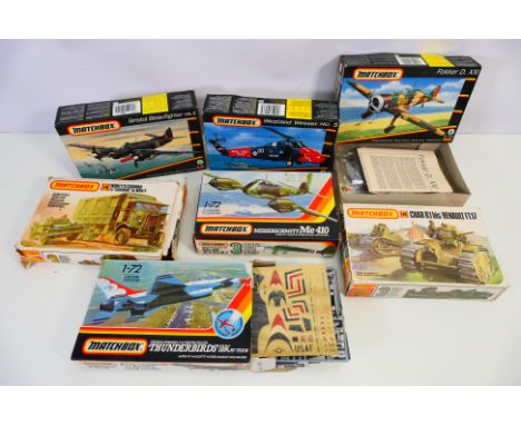 Matchbox - A group of seven boxed 1:72 and 1:76 scale plastic model kits from Matchbox. Lot includes #PK-176 Char B.1bis/Rena